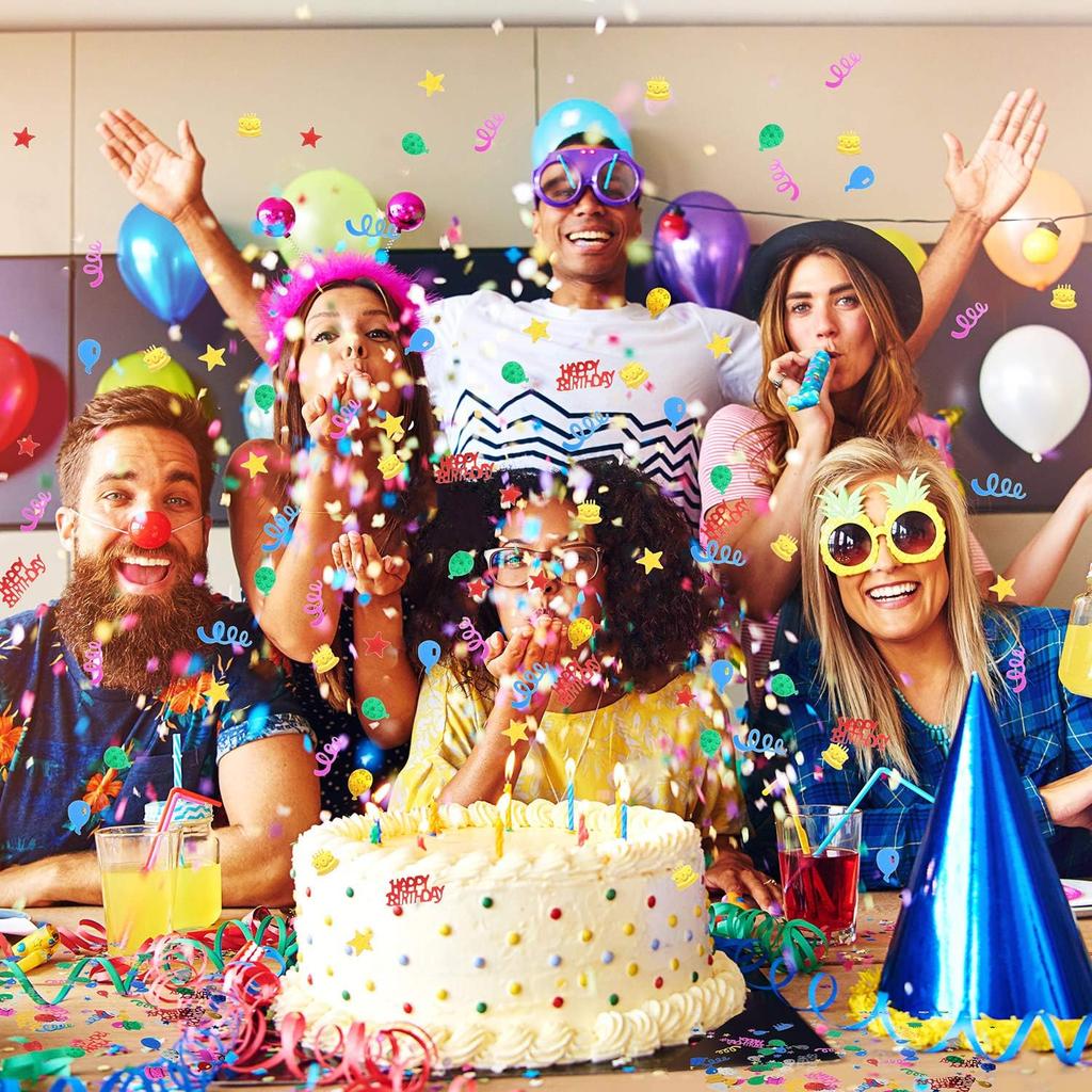 WILLBOND 3000 Pieces Happy Birthday Confetti Birthday Party Cake Confetti Metallic Foil Balloon Table Scatter Decorations for Carnival Baby Shower