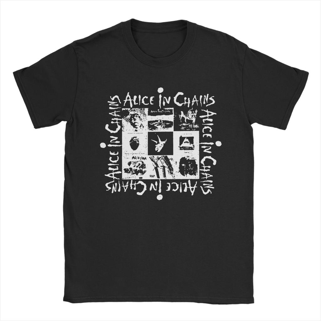 Camisetas de Rock Alice In Chains para Hombre Algodón Puro Camiseta Divertida Cuello Redondo Camisetas Manga Corta Ropa 4XL 5XL 6XL