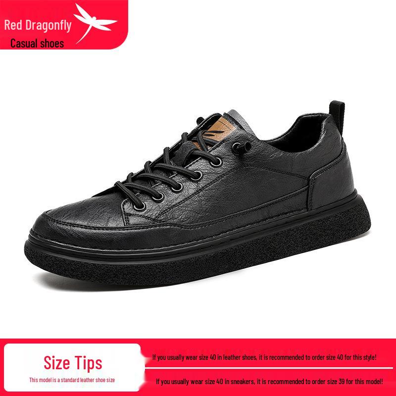 Red Dragonfly 2024 Men s Waterproof Non-slip Casual Leather Shoes - Black 38