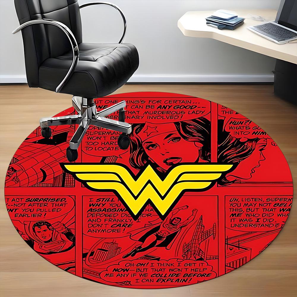 1pc Wonder Woman Superman Office Round Area Rug, Under Office Chairs Bedroom Living Room Home Decor, Room Deco, Available in Various Sizes