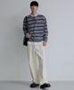 NODU Triple Stripe Semi-Crop Knit [Gray]