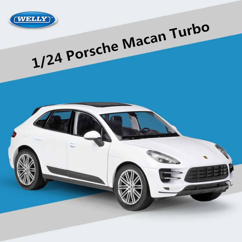 Welly 1/24 Porsche Macan Turbo SUV Alloy Car Model Diecasts Metal Toys Vehicles High Simulation Collection Series Childrens Gift
