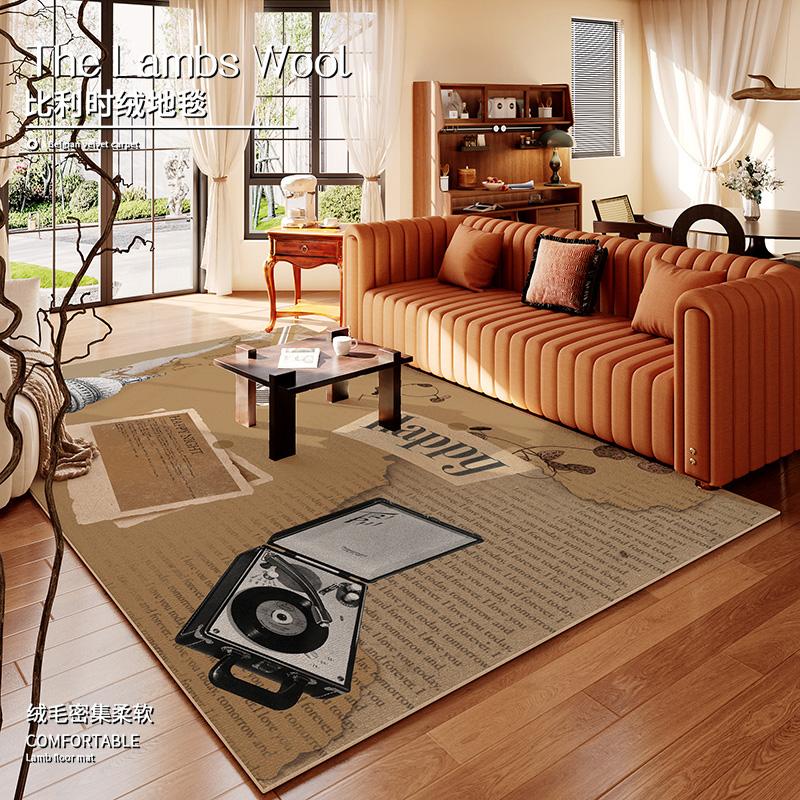 American Retro Carpets for Living Room Large Area Bedroom Decor Carpet Cartoon Abstract Lounge Rug Home Washable Soft Floor Mat