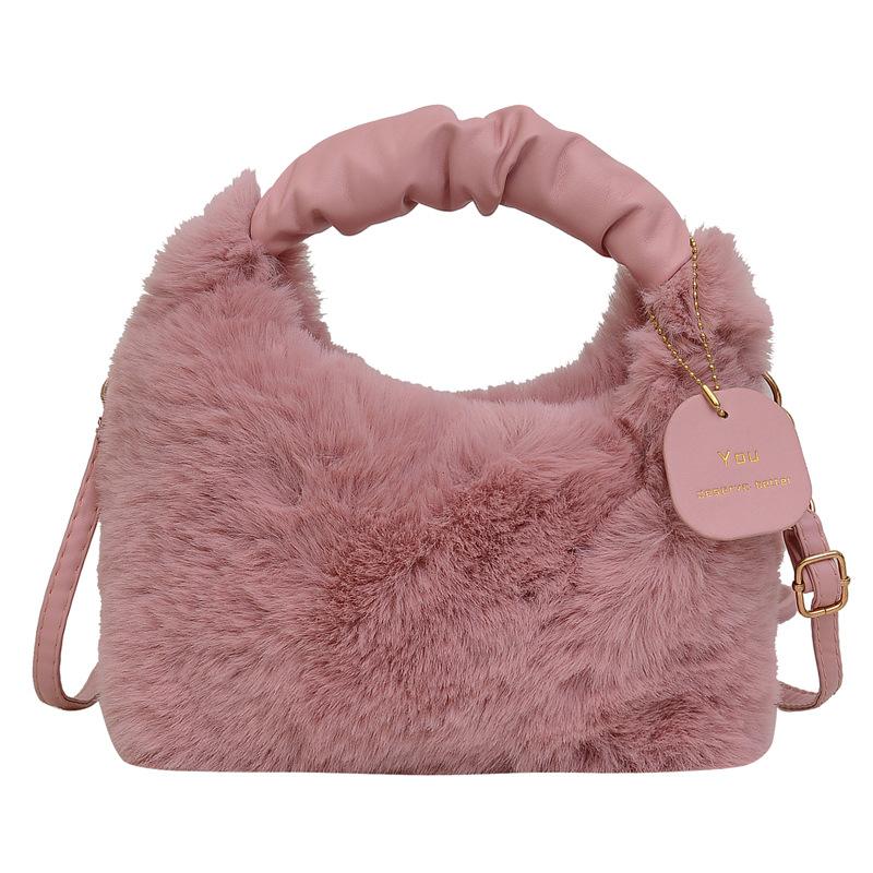Women's temperament high-end plush handbag new fashion wool bag versatile niche chain messenger bag
