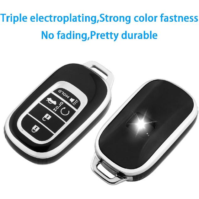 for Honda Key Fob Cover with Keychain, Soft TPU Protection Key Fob Cover Case Shell Compatible with   2024 Honda Accord Civic HR-V CR-V Pilot Smart