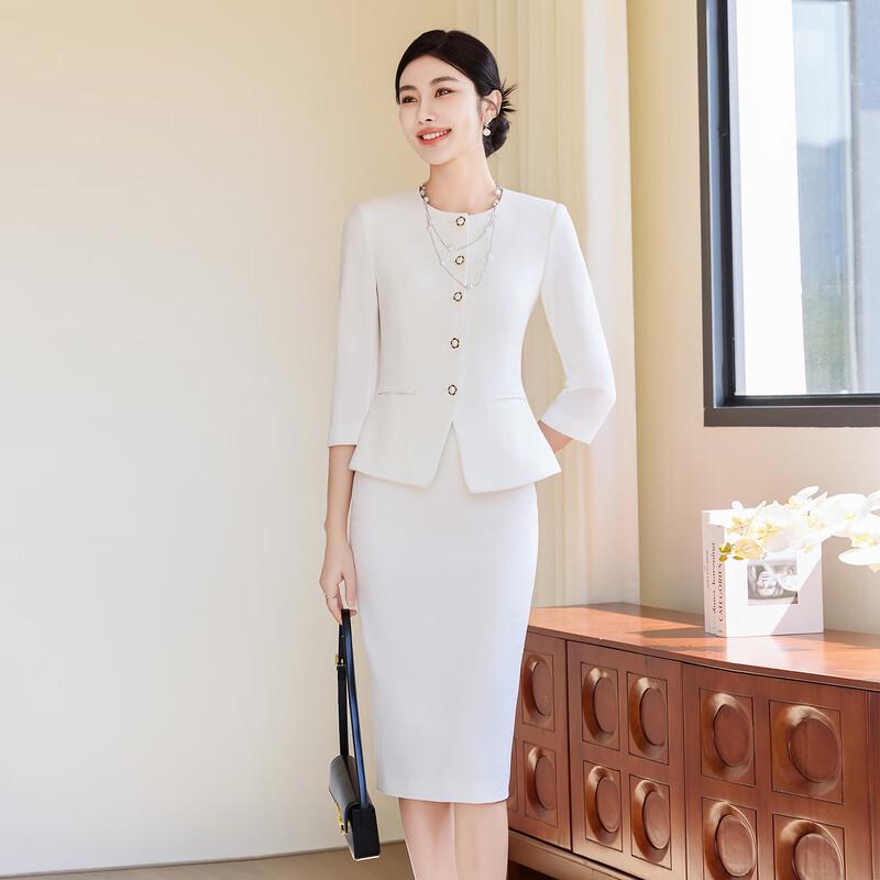 Женский шикарный летний профессиональный костюм с юбкой L