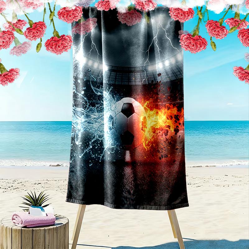 Soccer Art Print Beach Towel, Large Soft Quick Dry Towel for Beach Camping Swimming