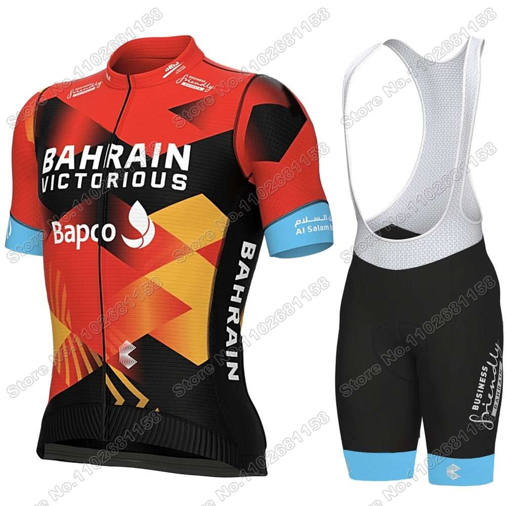 Team Bahrain-Victorious Cycling Jersey Set White Summer Cycling Clothing Men Kit Road Bike Shirt Suit Bicycle Bib Shorts