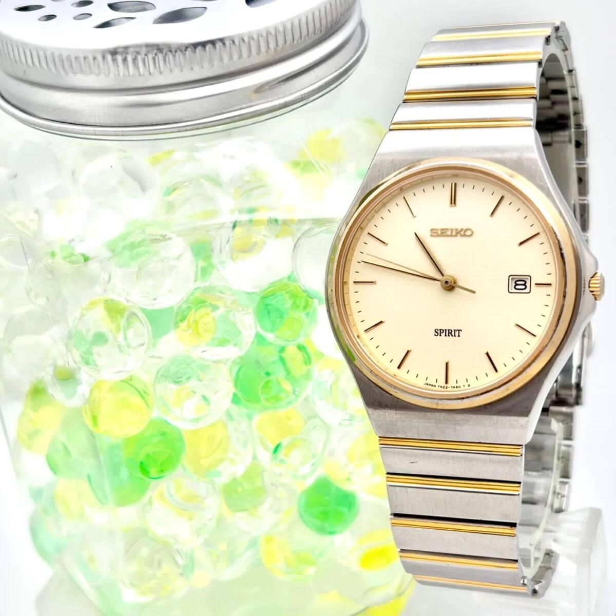 [New Battery] SEIKO SPIRIT Men s Watch Date 7N22-7A20 3N2136 Genuine Belt
