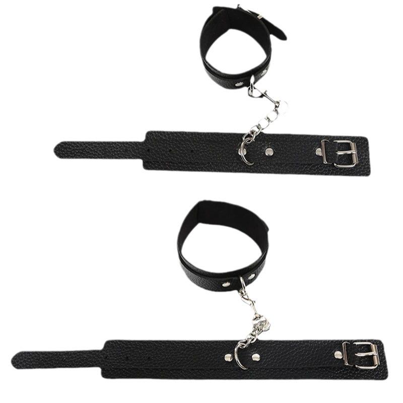 10-Piece Leather Bondage Set: Handcuffs, Collar & More for Couples