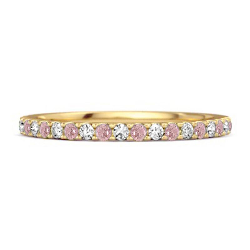 

Pink Topaz Eternity Band Women Wedding Ring - 925 Sterling Silver Gold Vermeil 9 золотий/жовтий