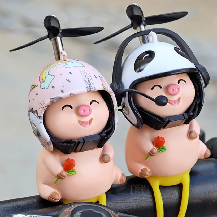 Wind Activated Rotating Propeller Vehicle Decors Pig Ornament Motorcycles Accessories for Bike Motorcycles Car Interior