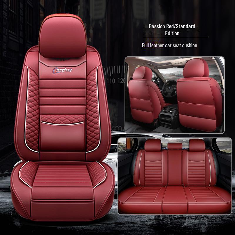 Full-Cover Leather Car Seat Cushion - Ice Silk, Universal Fit, Five Seats