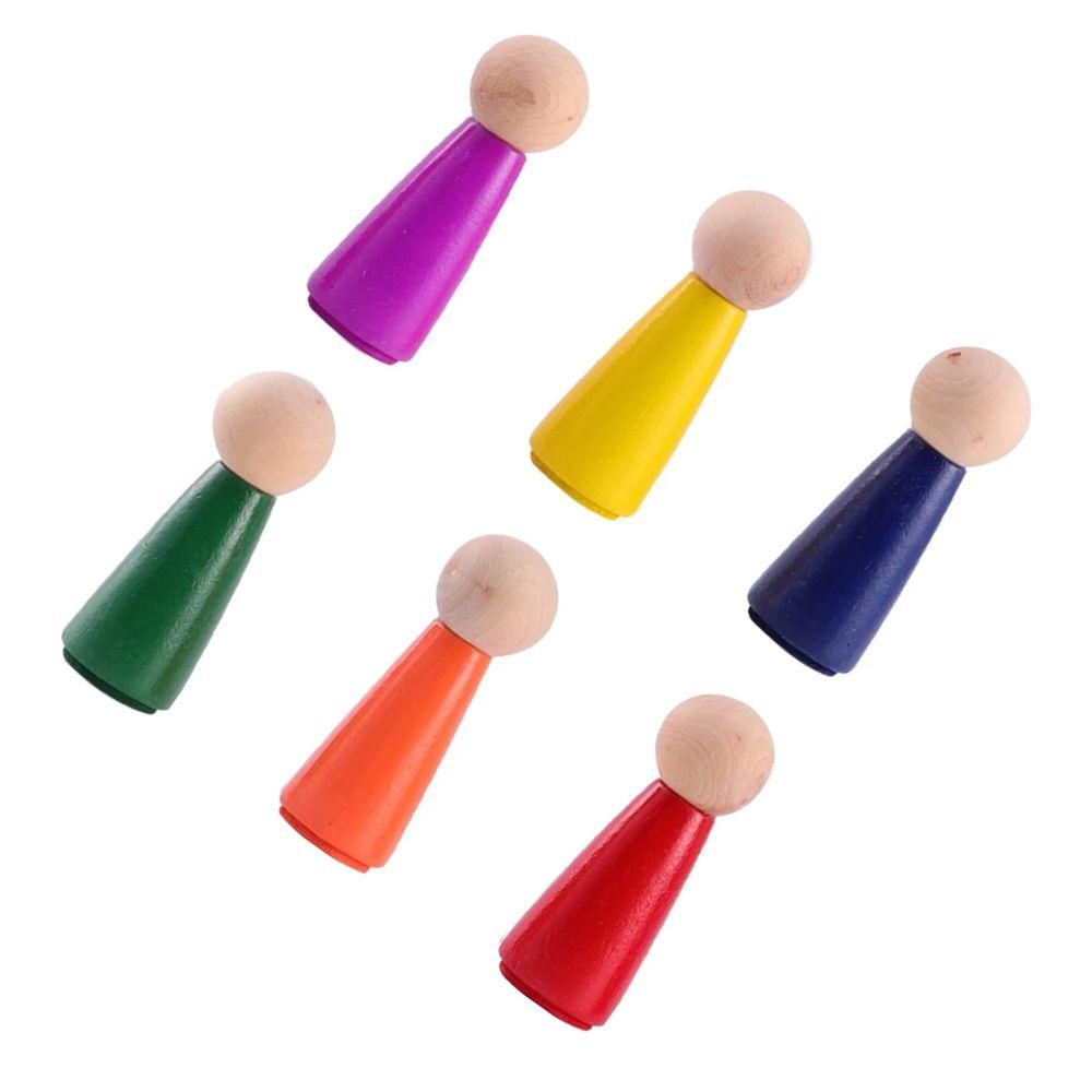 Blocks People Figures Doll Color Cognitive Puzzles Toy Peg Dolls Rainbow Color Building Blocks