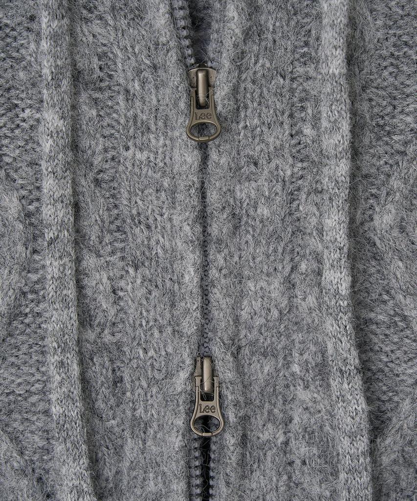 Lee Knit Zip-Up Hooded Cardigan Gray