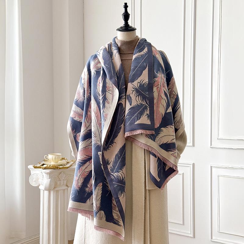 New feather imitation cashmere scarf women's autumn and winter cute versatile thickened warm student dual-purpose shawl scarf