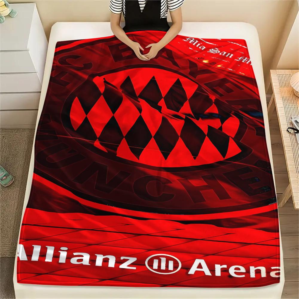 1 szt. Koc flanelowy z nadrukiem FC Bayern Monachium, Wysoka jakość, Na wszystkie pory roku, Wystrój domu, Ciepło i komfort, Idealny na prezenty świąteczne