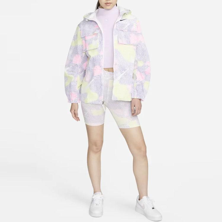 Nike X Serena Williams Logo Print Color Block Hooded Jacket Women Jackets Fluorescent-Yellow DV8073-702