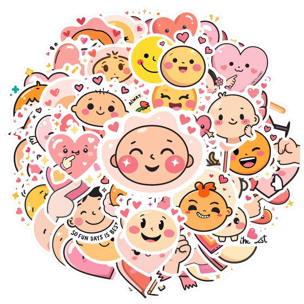 Playful Cute Faces Decals Whimsical Emotions Teacher Reward Stickers Stickers For Phone Fridge Car Sticker