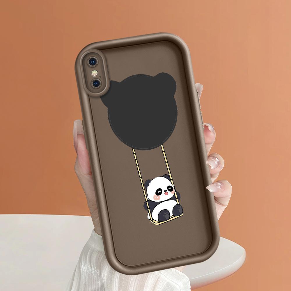 Liebliche Niedliche Panda Schaukel Handyhülle für Realme OPPO Reno VIVO Infinix Tecno Oneplus Vollständige Abdeckung Kamera Stoßfester Schutz Gummihülle Abdeckung