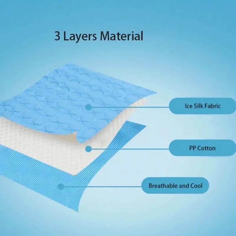 Dog Cooling Pad Ice Silk Fabric Self Cooling Gel Breathable Washable Summer Pet Mat for Dogs Cats Sofa Kennel Bed Comfortable La