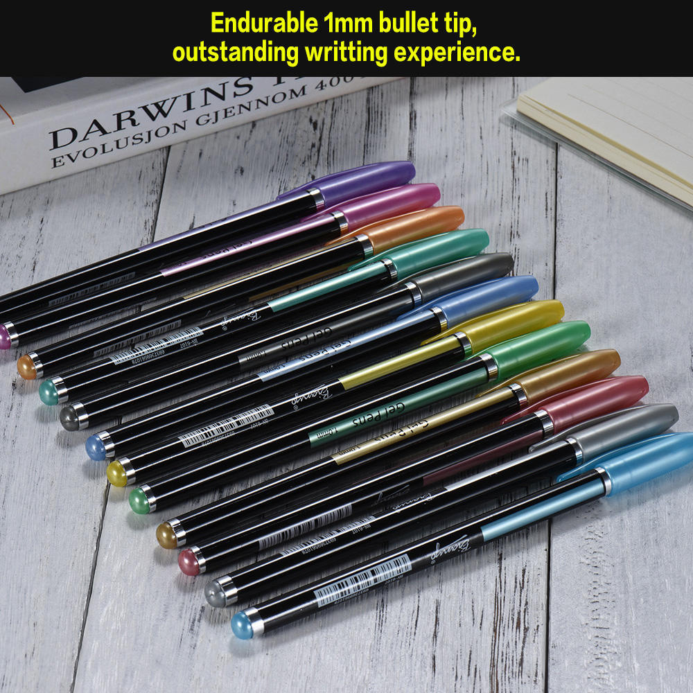 Buy 48 Colors Gel Pens Includes Glitter Neon Gouache Metal Pens Marking Highlighting Drawing for