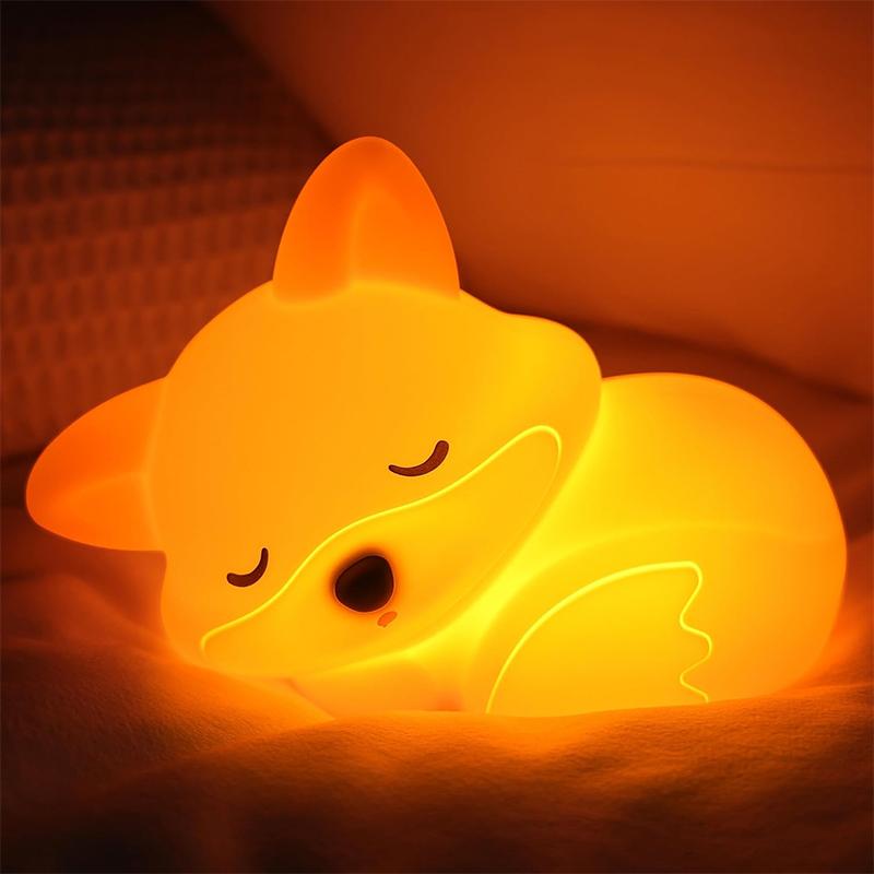 Fox Night Light Rechargeable Squishy Dimmable Nightlight, LED Novelty Animal Toy Cute Stuff, Baby Tollders Room Décor