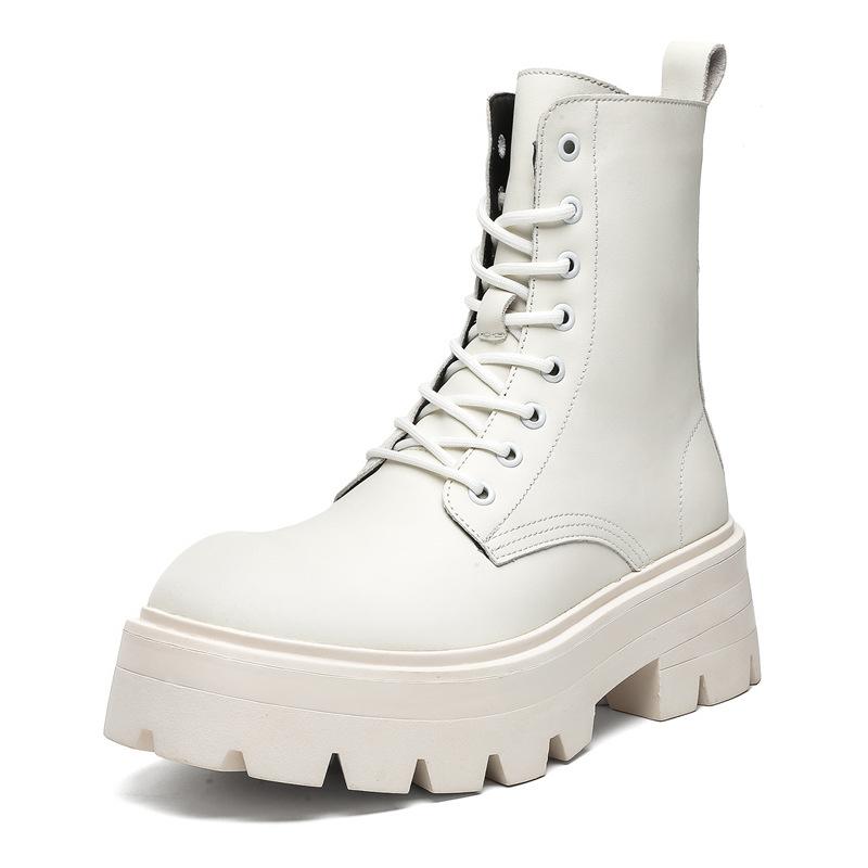 British style thick-soled heightening Martin boots men's velvet locomotive boots medium help big head tooling boots 7368-N