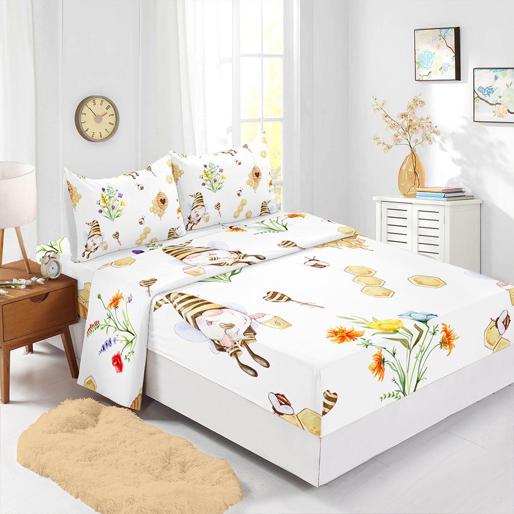 Four-Piece Mattress Digital Print Mattress Protective Cover Bedding Honey Dwarf