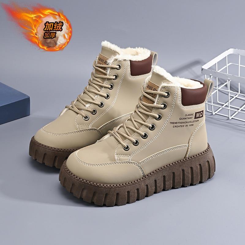 Women Thick Soled Fleece Lined High Top Warm Korean Casual Snow Boots For Ladies