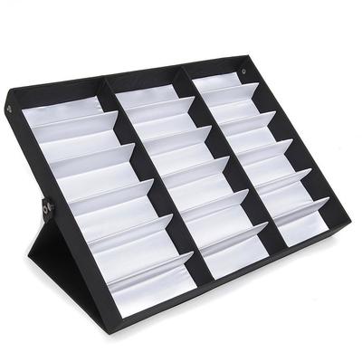 18 Grids PU Leather Eyeglass Glass Display Storage Cases Folding Cover Sunglasses Box Organizer