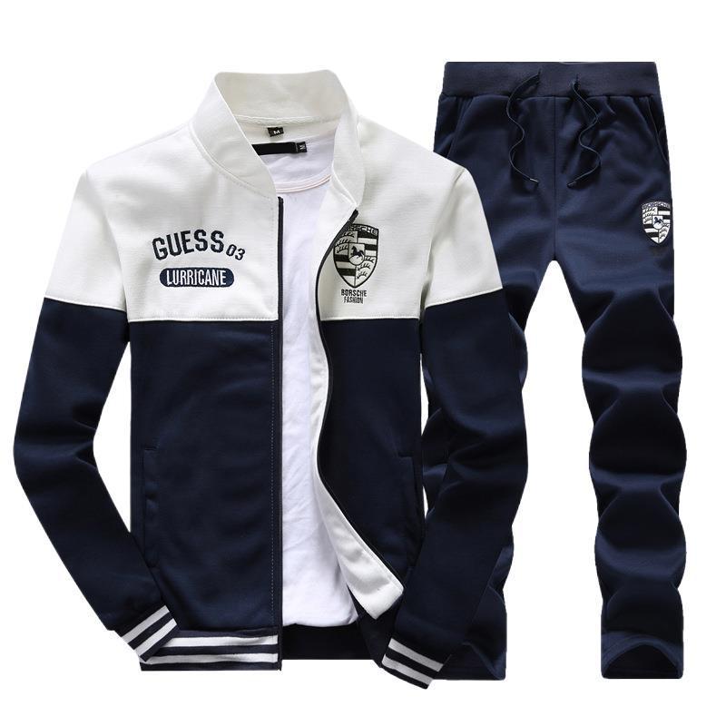 Men's M-8XL Stand Collar Sweatshirt Set: Trendy Korean Style for Teens and Couples In Autumn/Winter