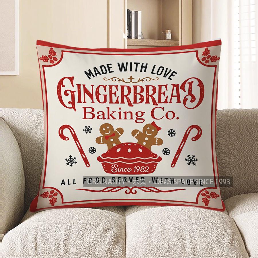 Weihnachtsdekoration Lebkuchen Täglich Gebacken Kissen für Zuhause Muster Kissenbezug Geeignet für Sofa Schlafzimmer Auto Kissenbezug