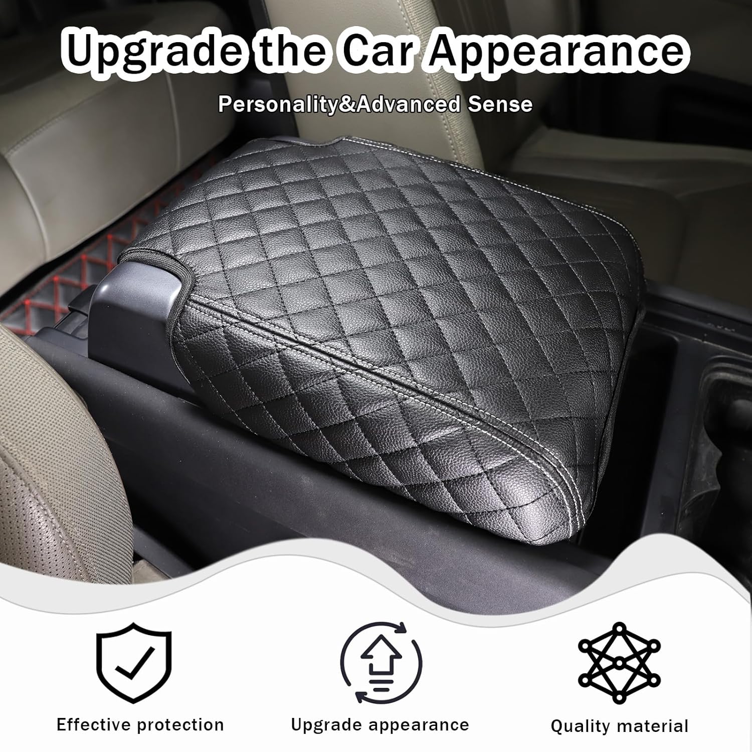 Center Console Armrest Cover Compatible with Land Rover Defender 90/110/130 2020-2023 Accessories, Comfortable Leather Armrest Box Pad Cushion