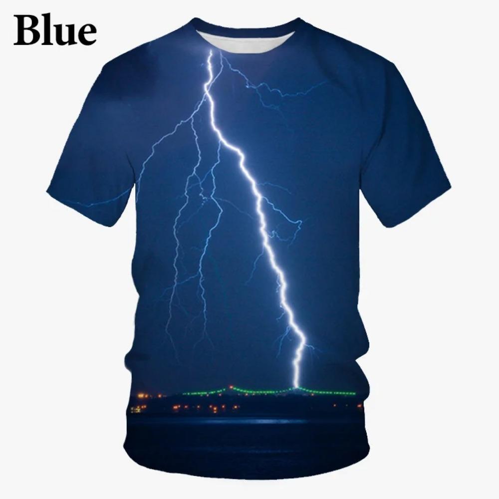 

Модные футболки с рисунком молнии, летние трендовые уличные футболки с 3D-принтом, повседневные футболки с круглым вырезом и коротким рукавом, свободные мужские футболки 6XL