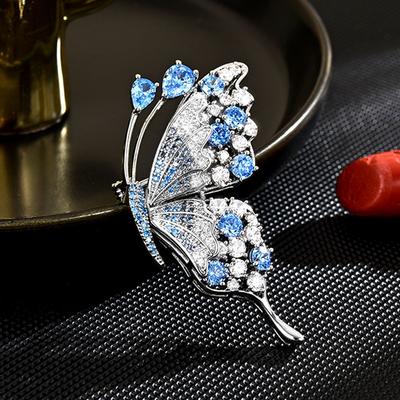 Women's Light Luxury Design Elegant Inlaid Zircon Butterfly Brooch Fashionable And Versatile Niche Design Sense Brooch