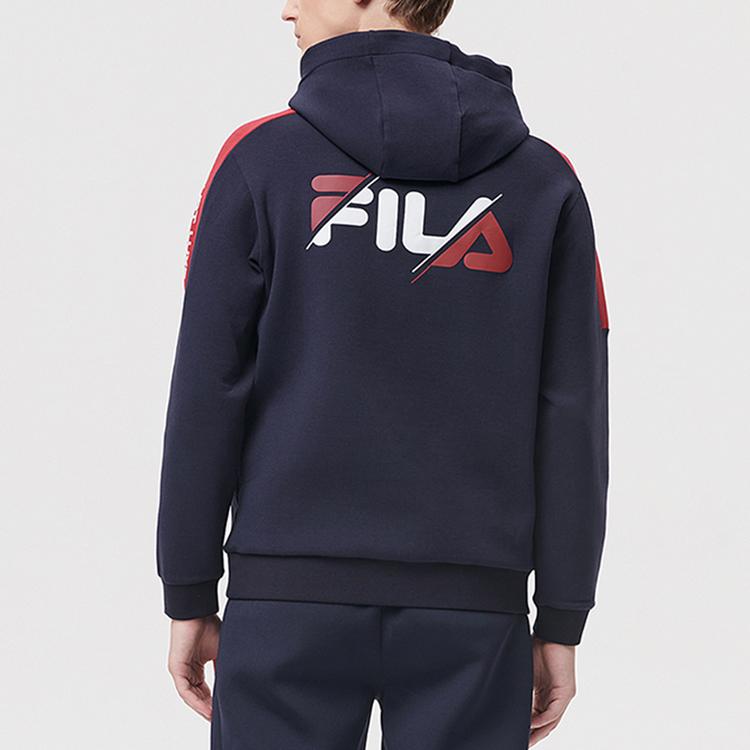 Fila Athletics Logo Embroidered Color Block Sports Hoodie Men Hoodies Royal-Blue A11M143213F-NV