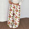 Women's Casual Christmas Print Elastic Waist Loose Fit With Plush Wide Leg Pants