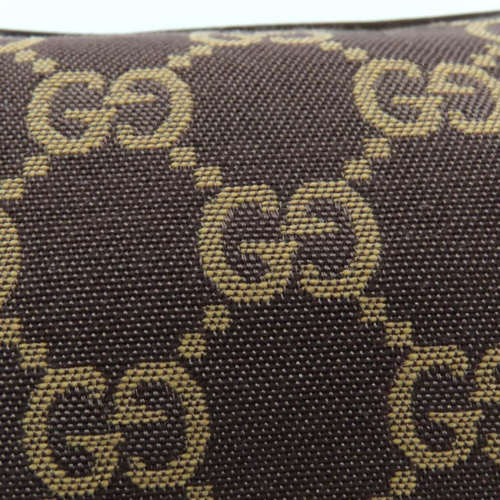 Pristine GUCCI Cosmetics Pouch Using Leather Brown GG Canvas Women 002058 Used
