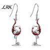 Creative Skeleton Ear Jewelry 1 Pair Funny Halloween Wine Glass Skull Earrings, Gothic Personalized Zinc Alloy Earrings Dangle Drop Statement