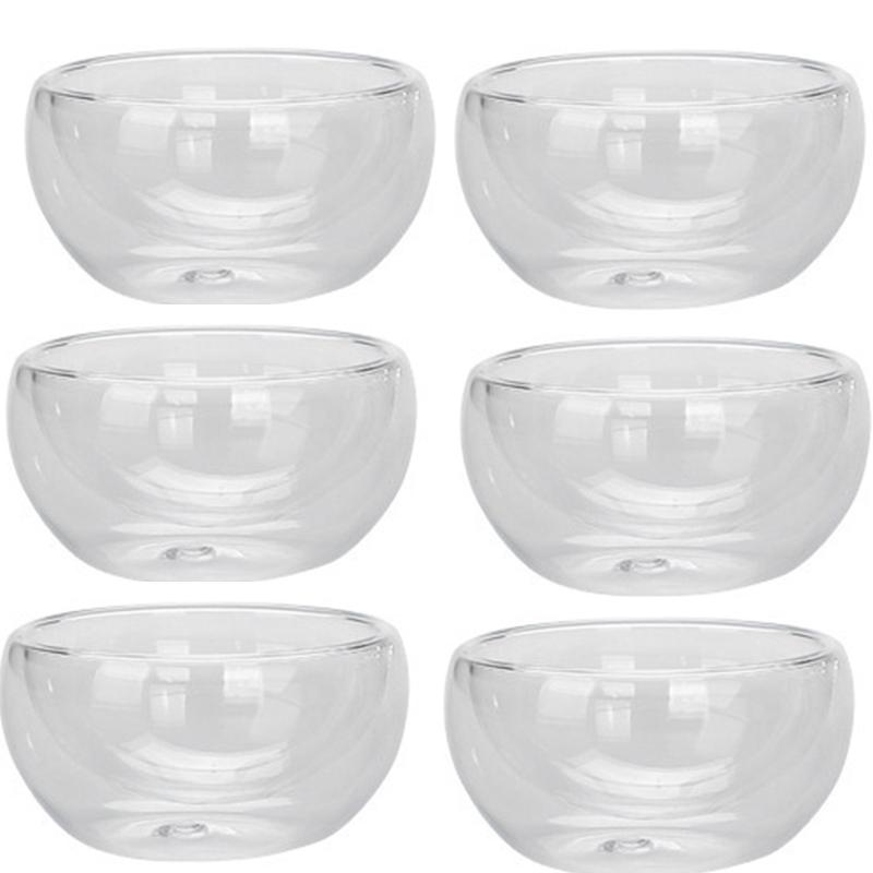 50ml Small Tea Cup Exquisite Double-layer Glass Transparent Cup Kung Fu Heat Resistant Teaware Puer Tea Coffee Cups Drinkware