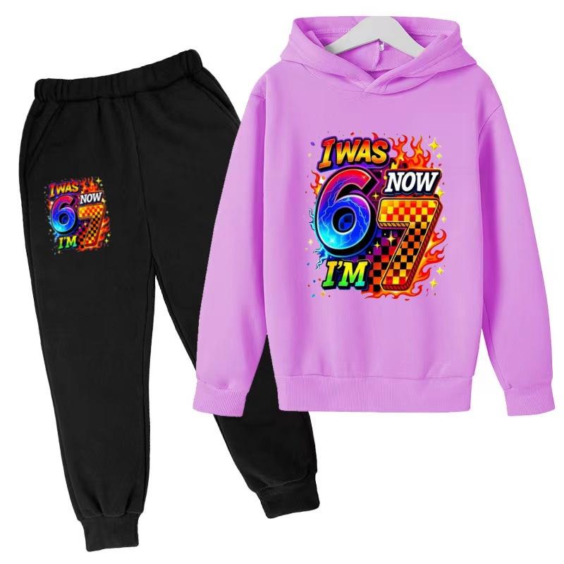 Kids Hoodie New Six Seven 67 Print Clothes Sweatshirt+Pants 2P Boy Girl Toddler 3-12Years Casual Top Pullover Sports Fashion Set