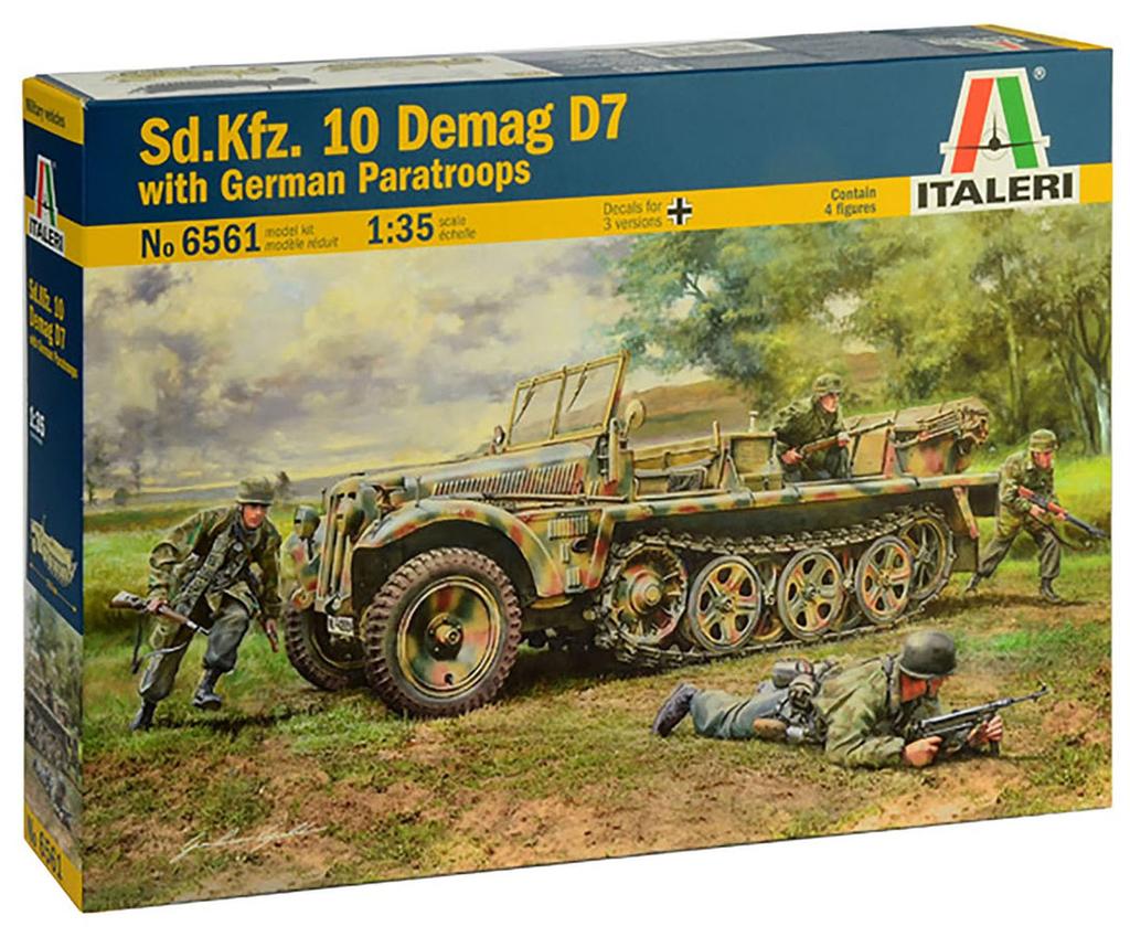 Platz Italeri 135 WW2 German Sd.Kfz.10 Demag D7 Fallschirmjäger Figures (4 Figures Included) Plastic Model IT6561 (Combat Vehicle)