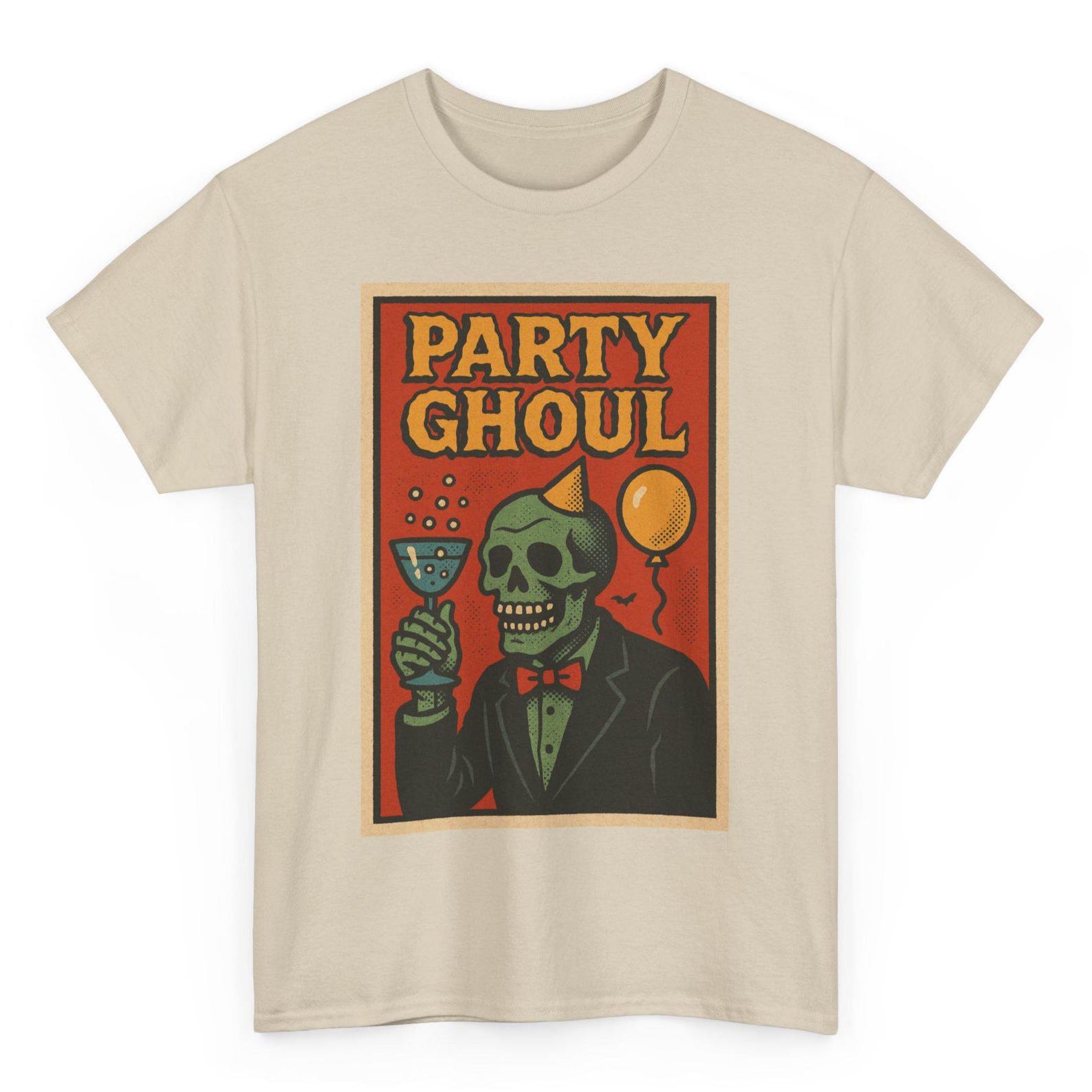 Party Ghoul T-Shirt: Retro Comic Halloween Tee L