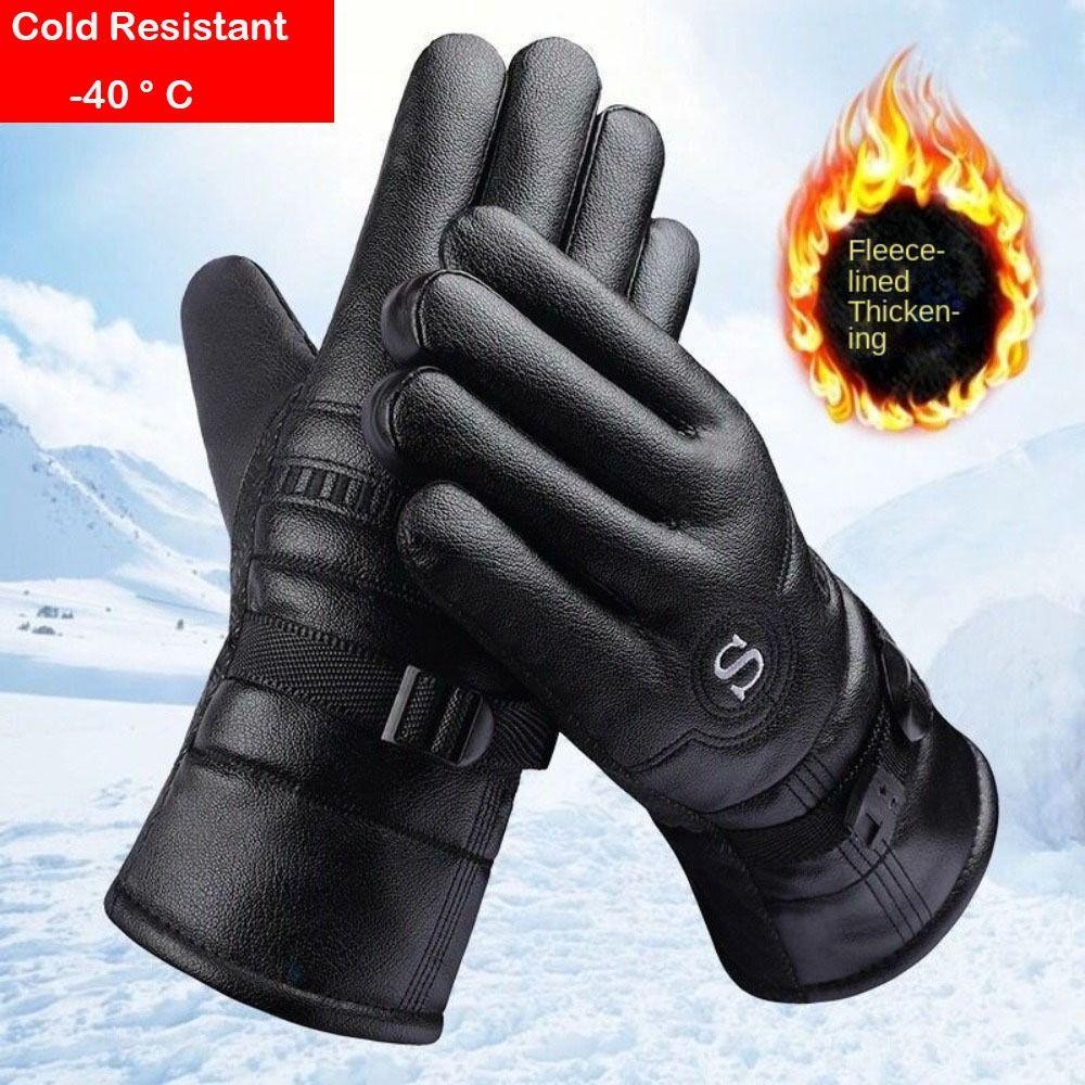 Touch Screen Leather Gloves PU Leather Touch Screen Gloves Autumn Winter Full Finger Mittens  Men