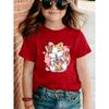 Mädchen Katze trinkt Boba Tee Aufdruck Rundhals Kurzarm T-Shirt