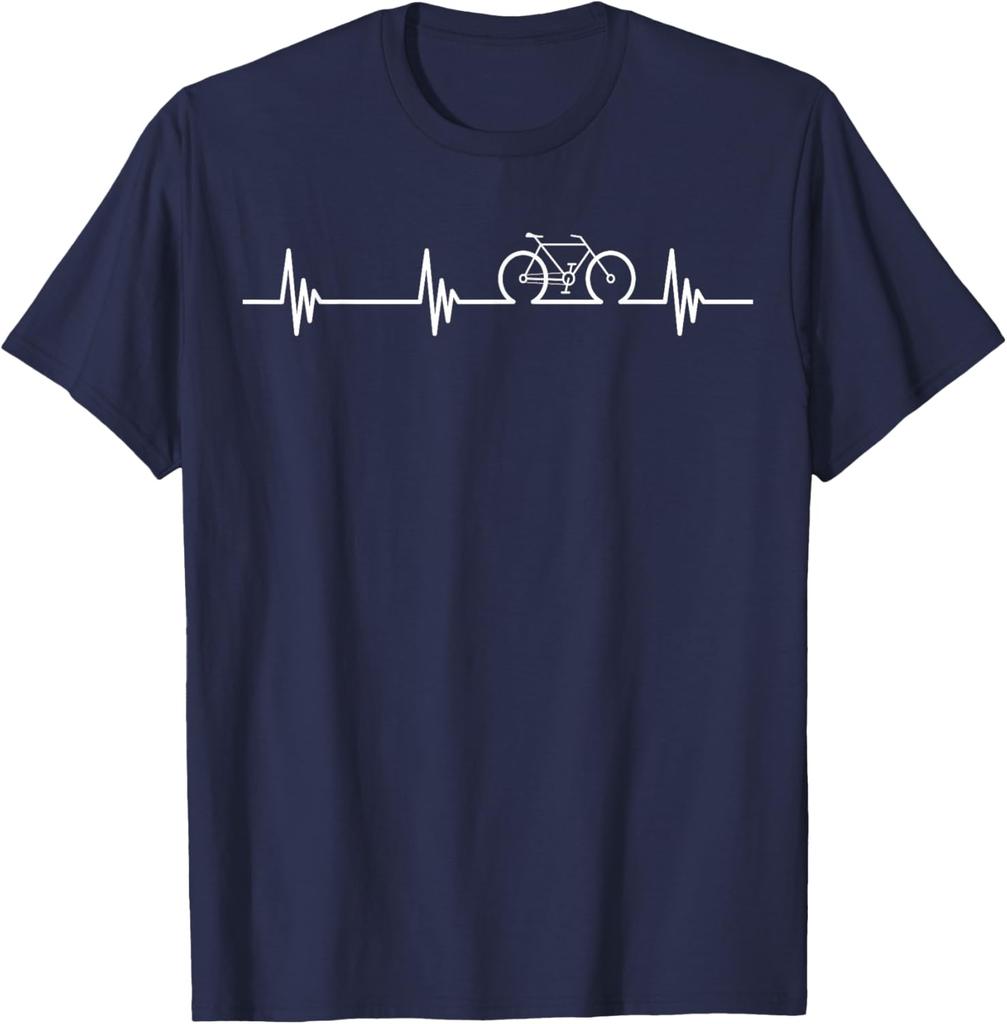 Cycling Heartbeat TShirt Bicycle Love Biking Shirt Gifts Graphic Tee Breathable Cotton TShirt For Cyclists