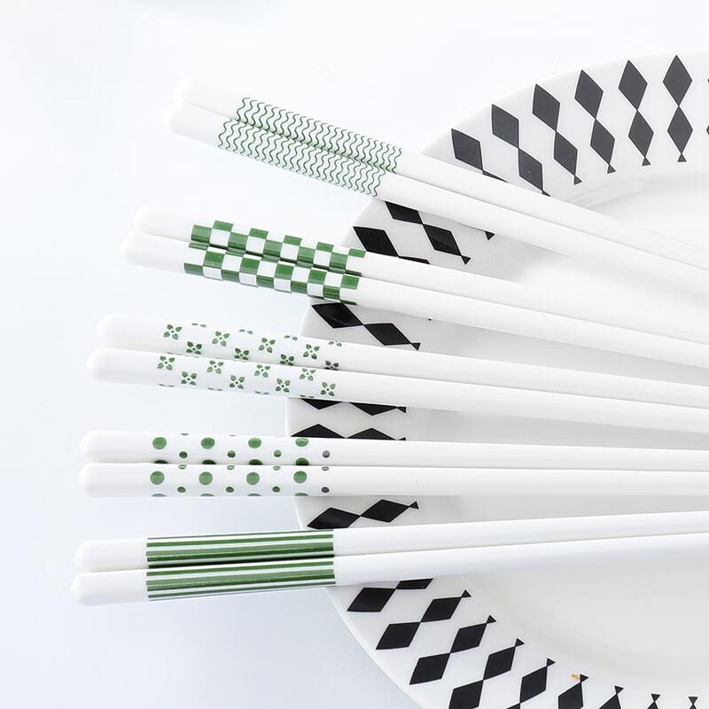 De ou Xingguang Simple Hepburn Ceramic Chopsticks, 6 Pairs