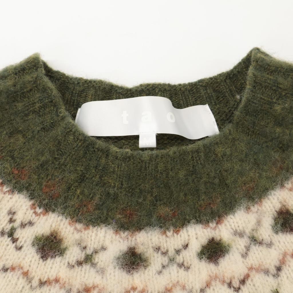 TAO COMME des GARCONS [xINVERALLAN] Green Fair Isle Wool Ribbed Knit Sweater tops M Green x purpleUsed