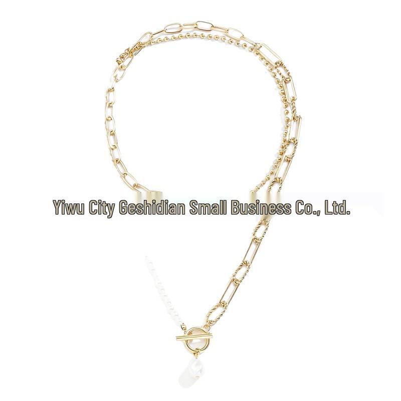 Elegant European & American Pearl Layered Necklace with Long Round Bead Chain - Women s Collarbone Jewelry серебряный
